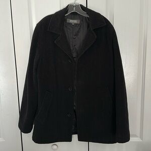 Kenneth Cole Reaction black lined wool pea coat dressy suit  winter coat, small